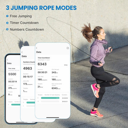 9FT Adjustable Smart Jump Rope with Count Time Calorie Analysis , Black