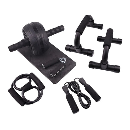 Abs Roller Wheel Indoor Fitness Equipment Set Home Gym Workout Chest Expander Black